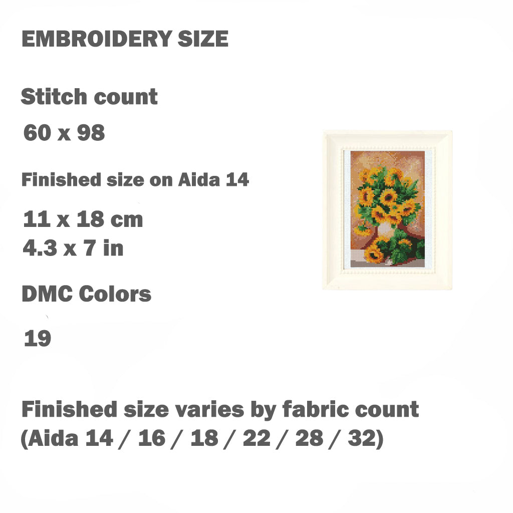 Mini Sunflower Cross Stitch Pattern PDF, Floral Embroidery Design, Small Flower Cross Stitch Chart, Modern Botanical Needlepoint, Instant Download
