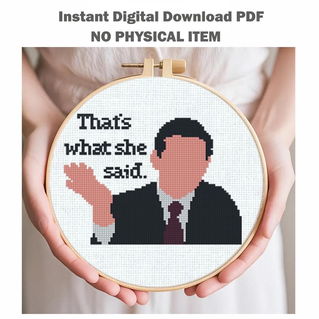 Funny Office Meme Cross Stitch Pattern PDF, Sarcastic Boss Quote Embroidery Design, Pop Culture TV Inspired Hoop Art, Instant Download
