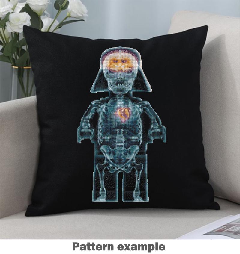 Dark Sci Fi X Ray Cross Stitch Pattern PDF, Space Villain Anatomy Embroidery Design, Gothic Geek Wall Art Instant Download, Pattern Keeper