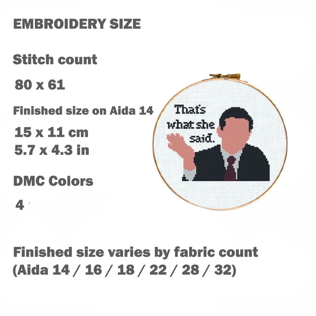 Funny Office Meme Cross Stitch Pattern PDF, Sarcastic Boss Quote Embroidery Design, Pop Culture TV Inspired Hoop Art, Instant Download