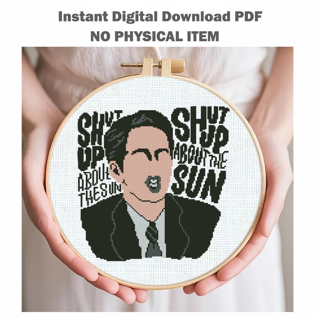 Funny Office Quote Cross Stitch Pattern PDF, Shut Up Quote Embroidery Design, Sarcastic Workplace Humor Wall Art Digital Download