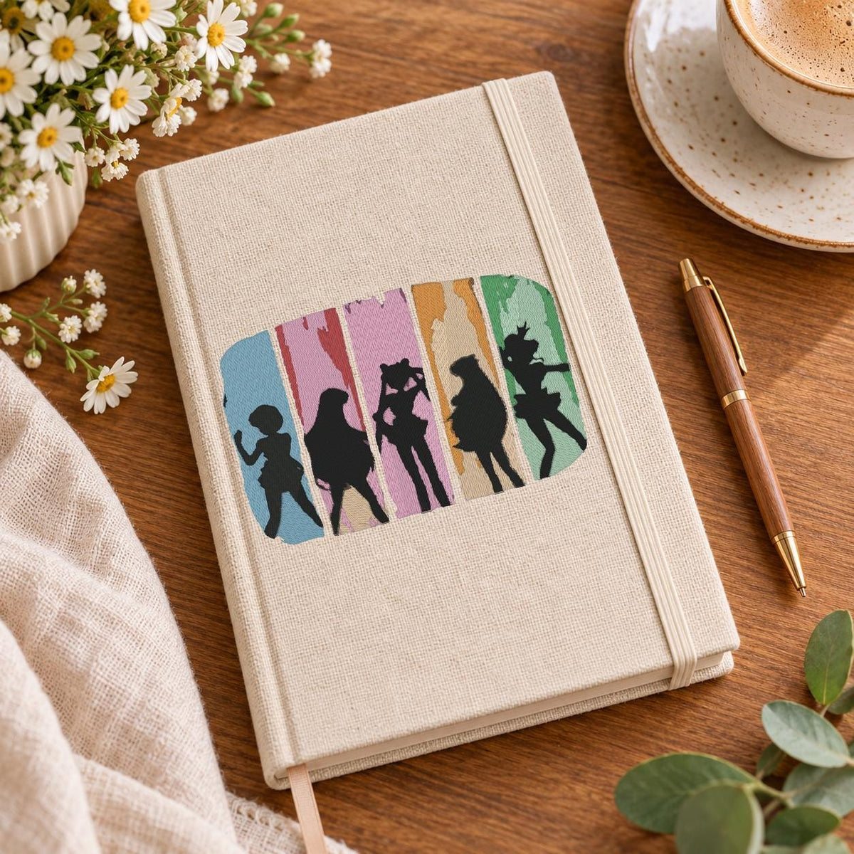 90s Anime Girls Machine Embroidery Design, Retro Magical Girl Silhouettes, Vintage Cartoon Nostalgia PES DST JEF, Instant Download - NuttyHappyHobby