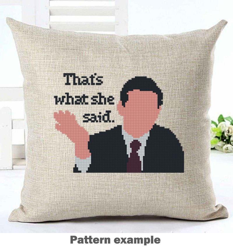 Funny Office Meme Cross Stitch Pattern PDF, Sarcastic Boss Quote Embroidery Design, Pop Culture TV Inspired Hoop Art, Instant Download