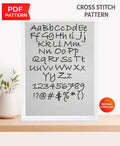 ABC Alphabet Cross Stitch Pattern PDF, Handwritten Font Embroidery Design with Numbers and Symbols, Educational Nursery Wall Art Download - NuttyHappyHobby
