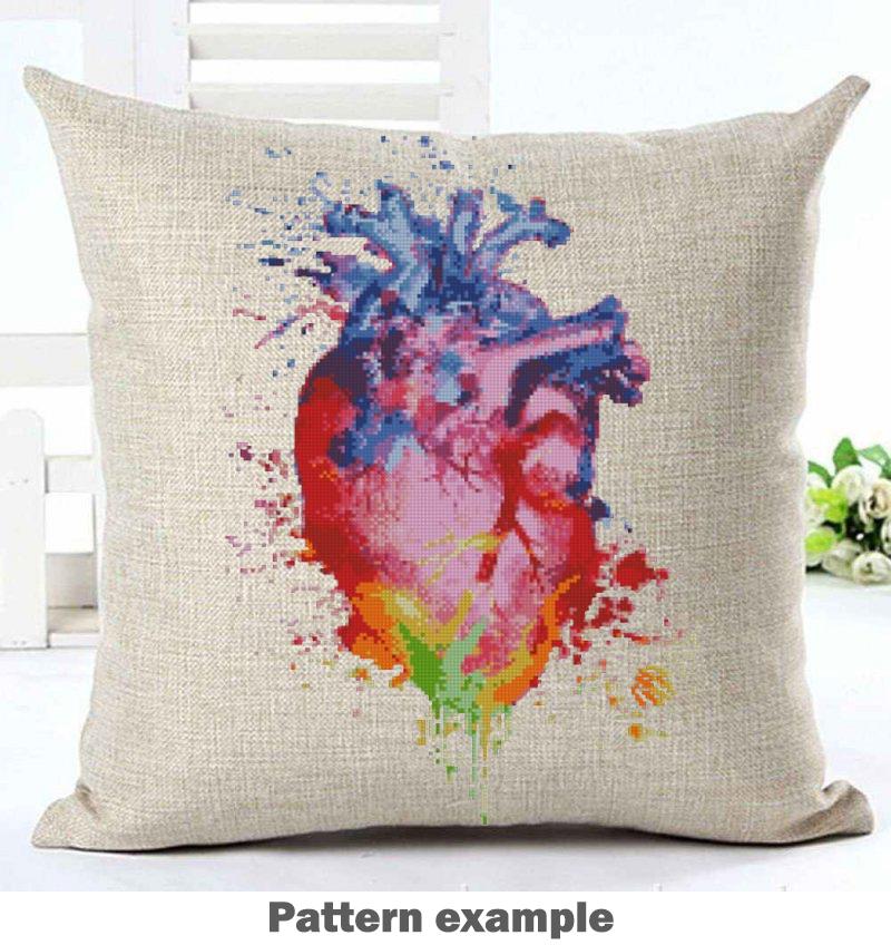 Anatomical Heart Cross Stitch Pattern Bundle, Heart Anatomy PDF, X Ray Heart Embroidery, Gothic Medical Cross Stitch Set - NuttyHappyHobby