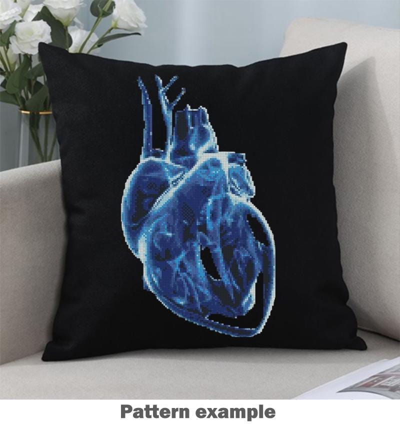 Anatomical Heart Cross Stitch Pattern Bundle, Heart Anatomy PDF, X Ray Heart Embroidery, Gothic Medical Cross Stitch Set - NuttyHappyHobby