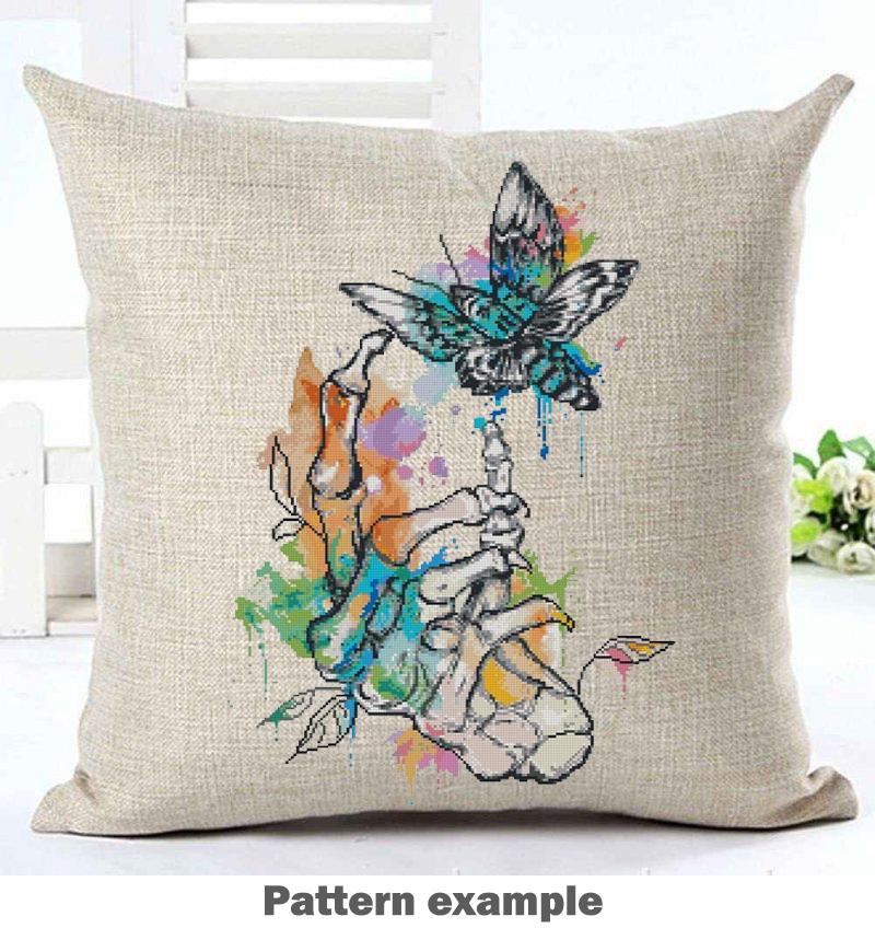 Anatomical Heart Cross Stitch Pattern PDF, Gothic Butterfly Medical Embroidery Design, Watercolor Anatomy Wall Art Instant Download - NuttyHappyHobby