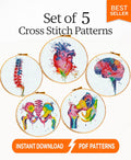 Anatomy Cross Stitch Bundle PDF, Brain Spine Heart Pelvis Rib Cage X Ray Embroidery Patterns, Medical Wall Art Set Download, Pattern Keeper - NuttyHappyHobby