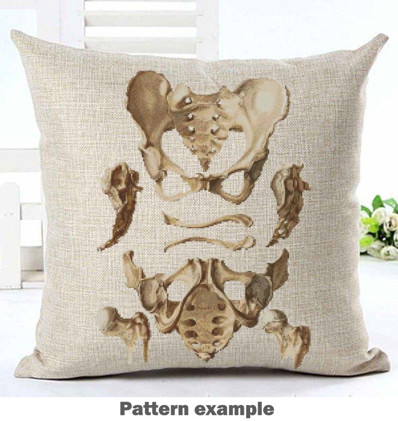 Anatomy Cross Stitch Patterns PDF Bundle, Gothic Skeleton Embroidery Set, Dark Academia Counted Cross Stitch Download, Embroidery Set of 6 - NuttyHappyHobby