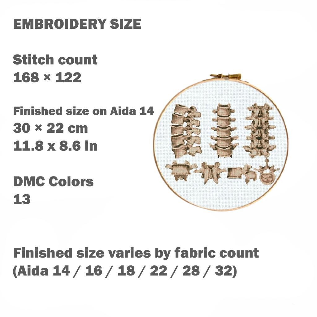 Anatomy Cross Stitch Patterns PDF Bundle, Vintage Medical Embroidery Set, Gothic Skeleton Counted Cross Stitch Charts, Embroidery Medical - NuttyHappyHobby