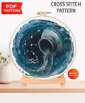 Aquarius Zodiac Cross Stitch Pattern PDF, Water Bearer Astrology Embroidery Design, Aquarius Constellation Cross Chart, Celestial Horoscope - NuttyHappyHobby