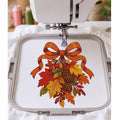 Autumn Bow Machine Embroidery Design, Fall Leaves Pinecones Red Berries, Thanksgiving PES DST JEF Embroidery File, Instant Download - NuttyHappyHobby