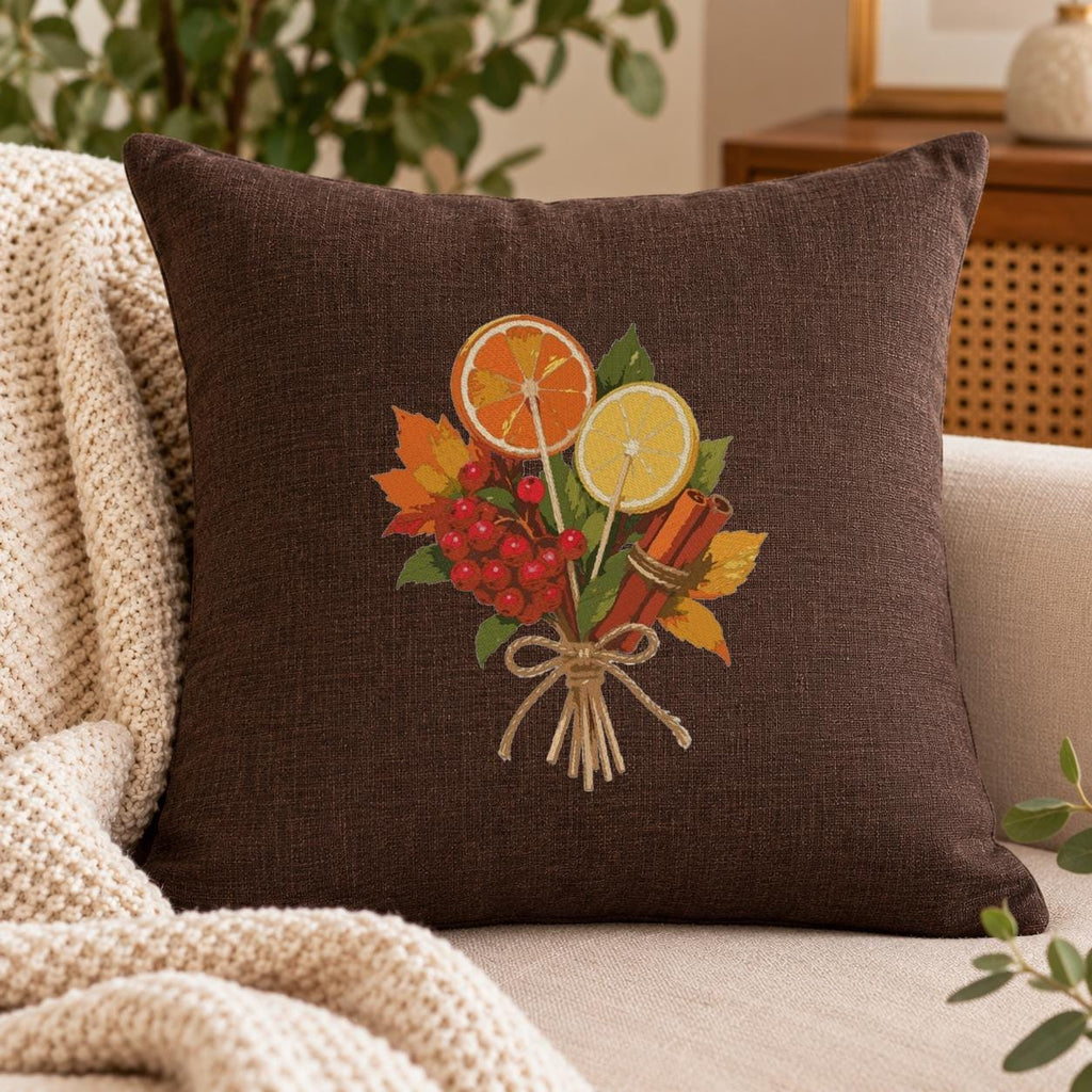 Autumn Citrus Bouquet Machine Embroidery Design, Orange Lemon Slices Cinnamon Sticks, Fall Leaves PES DST JEF Instant Download - NuttyHappyHobby