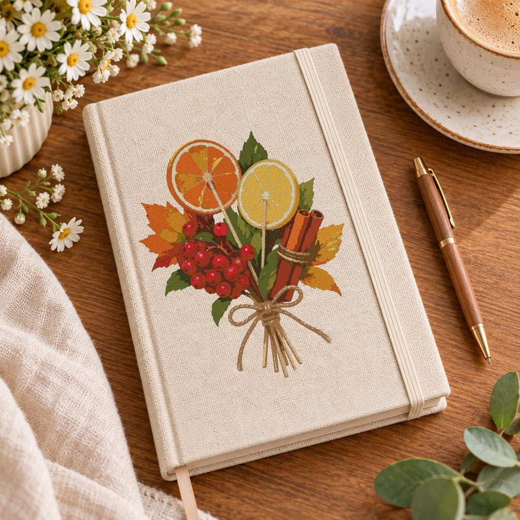 Autumn Citrus Bouquet Machine Embroidery Design, Orange Lemon Slices Cinnamon Sticks, Fall Leaves PES DST JEF Instant Download - NuttyHappyHobby
