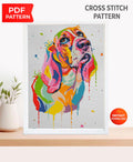 Basset Hound Cross Stitch Pattern PDF, Colorful Basset Dog Embroidery Design, Modern Dog Portrait Needlework Chart, Dog Lover Gift, download - NuttyHappyHobby