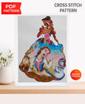 Beauty and the Beast Cross Stitch Pattern PDF, Belle Princess Embroidery Design, Fairy Tale Needlework Pattern, Fantasy Cross Stitch Decor - NuttyHappyHobby