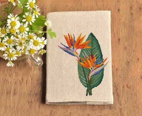 Bird of Paradise Cross Stitch Pattern PDF, Tropical Flower Embroidery Chart, Strelitzia Design for Pillow, Modern Botanical Instant Download - NuttyHappyHobby