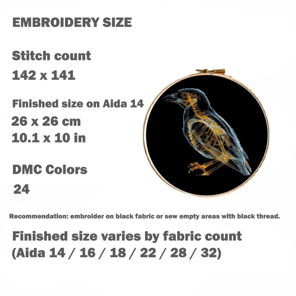 Bird X Ray Cross Stitch Pattern PDF, Avian Anatomy Embroidery Design, Wildlife Skeleton Wall Art Download, Pattern Keeper, digital - NuttyHappyHobby