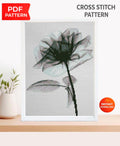 Black Rose Cross Stitch Pattern PDF, Monochrome Flower Embroidery Chart, Gothic Botanical Wall Art, Modern Minimalist, Instant Download pdf - NuttyHappyHobby