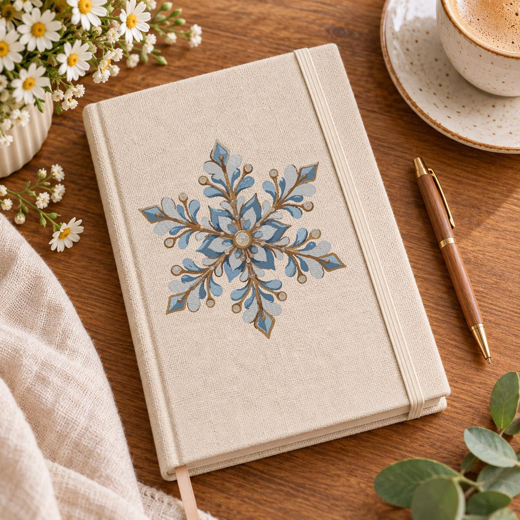 Blue Gold Snowflake Machine Embroidery Design, Floral Christmas Snowflake, Winter Holiday PES DST JEF Embroidery File, Instant Download - NuttyHappyHobby