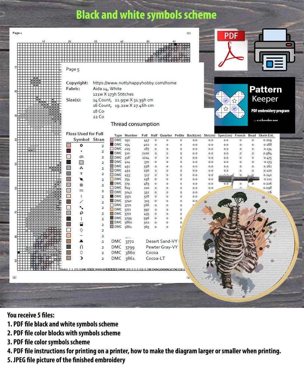 Blue Leaf Cross Stitch Pattern PDF, Modern Nature Leaf Embroidery Design, Botanical Cross Stitch Pattern, Instant Digital Download pdf - NuttyHappyHobby