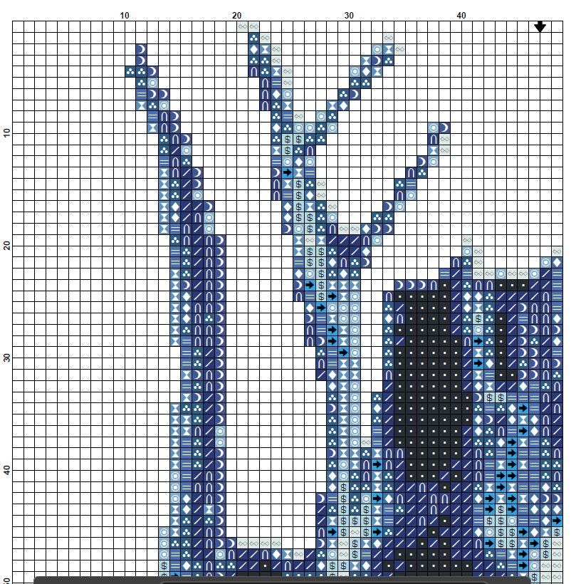 Blue X - Ray Heart Cross Stitch Pattern PDF, Anatomical Heart Embroidery Chart, Radiology Style Medical Art, Gothic Decor, Instant Download - NuttyHappyHobby