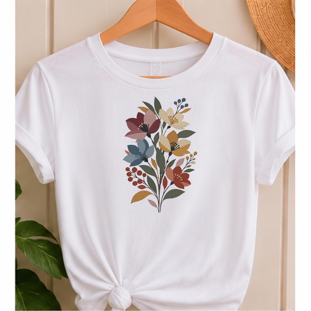 Boho Wildflower Bouquet Machine Embroidery Design, Rustic Floral Botanical Flowers, PES DST JEF, Instant Digital Download - NuttyHappyHobby