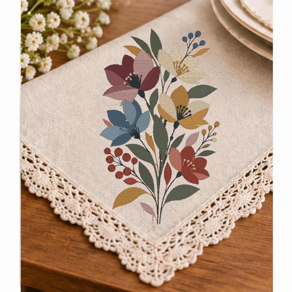 Boho Wildflower Bouquet Machine Embroidery Design, Rustic Floral Botanical Flowers, PES DST JEF, Instant Digital Download - NuttyHappyHobby
