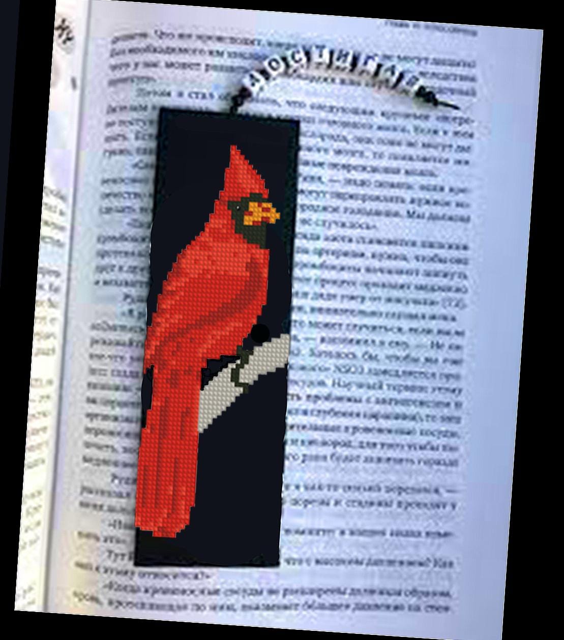 Bookmark, Cardinal Bird Cross Stitch Pattern PDF, Red Cardinal Embroidery Design, Nature Bird Needlepoint Chart, Winter Bird Cross Stitch - NuttyHappyHobby