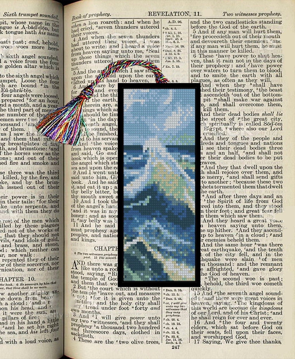 Bookmark, Japanese Wave Cross Stitch Pattern PDF, Great Wave Bookmark Embroidery Design, Ocean Landscape Mini Cross Stitch Digital Download - NuttyHappyHobby