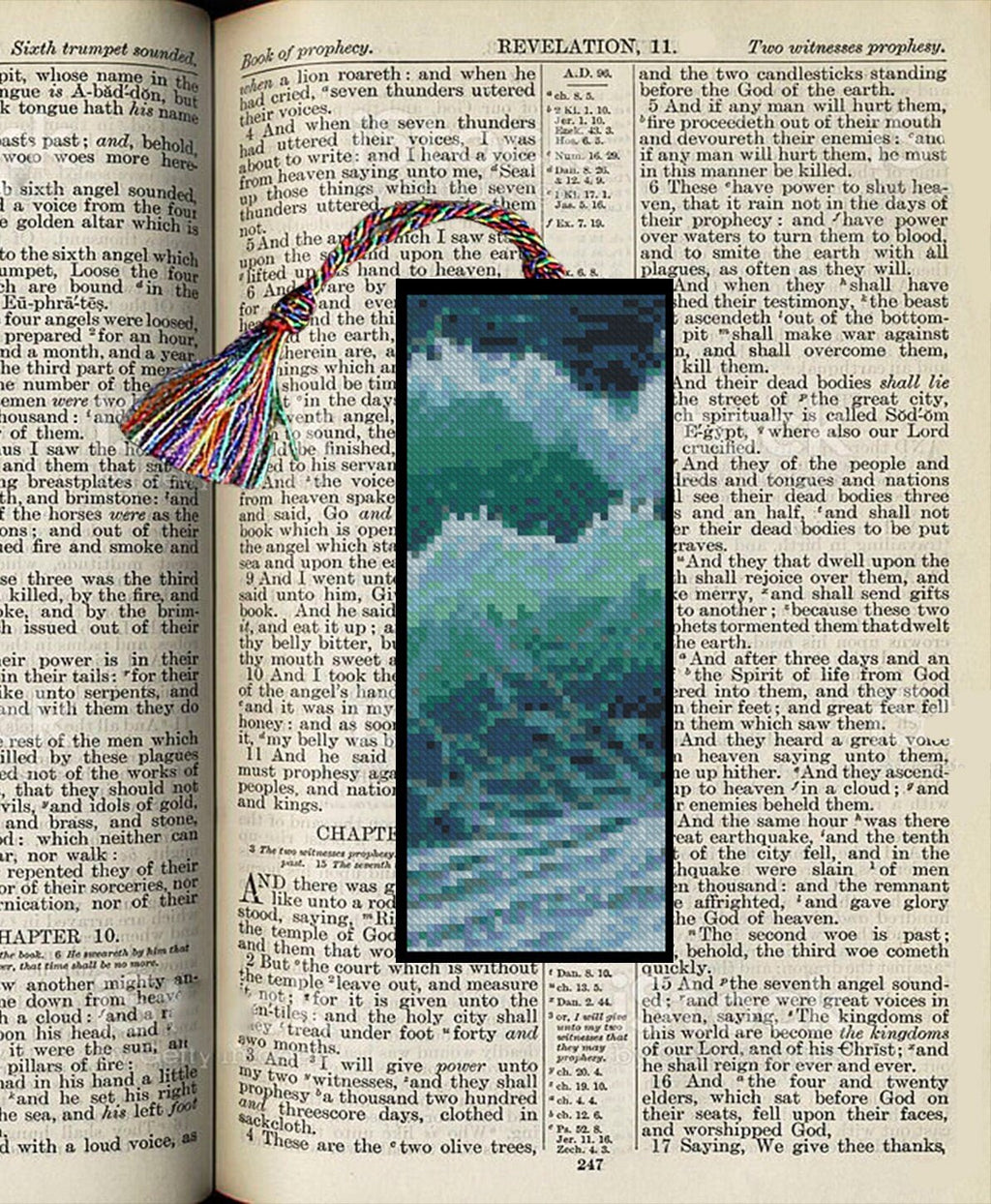 Bookmark, Ocean Waves Cross Stitch Pattern PDF, Sea Landscape Bookmark Embroidery Design, Coastal Ocean Modern Cross Stitch Digital Download - NuttyHappyHobby