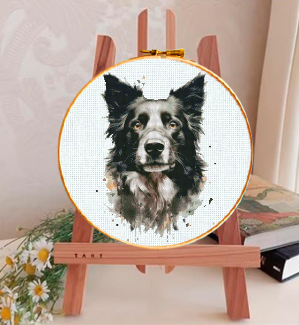 Border Collie Cross Stitch Pattern PDF, Dog Portrait Embroidery Design, Border Collie Needlework Chart, Dog Lover Gift, Animal Cross Stitch - NuttyHappyHobby