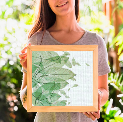 Botanical Cross Stitch Pattern Set PDF, 4 Modern Leaf Designs, Minimalist Floral Embroidery Charts, Instant Download, Hoop Wall Art - NuttyHappyHobby