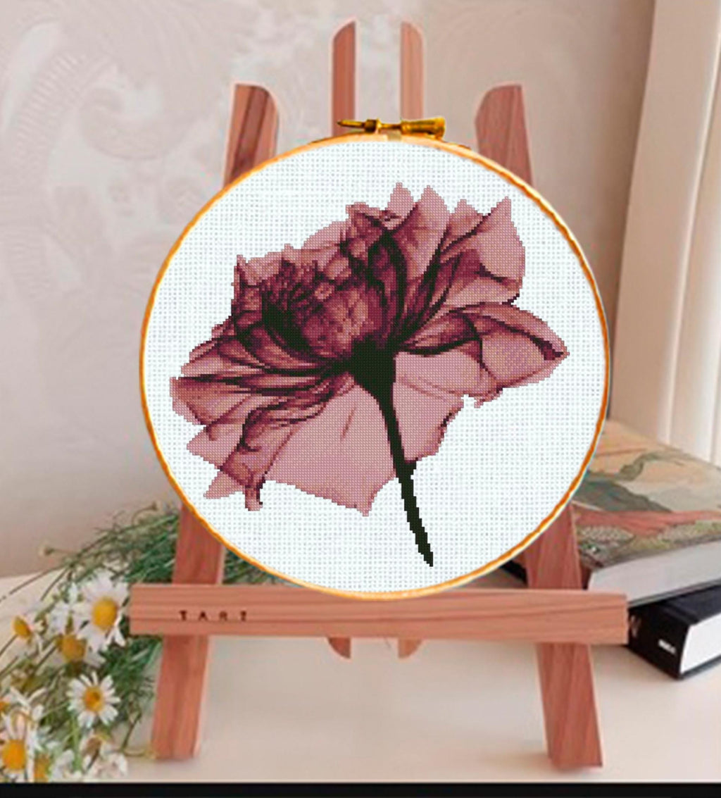 Botanical Cross Stitch Pattern Set PDF, Tulip Rose Leaf Designs, Modern Floral Embroidery Charts, Minimalist Nature Hoop Wall Art, download - NuttyHappyHobby