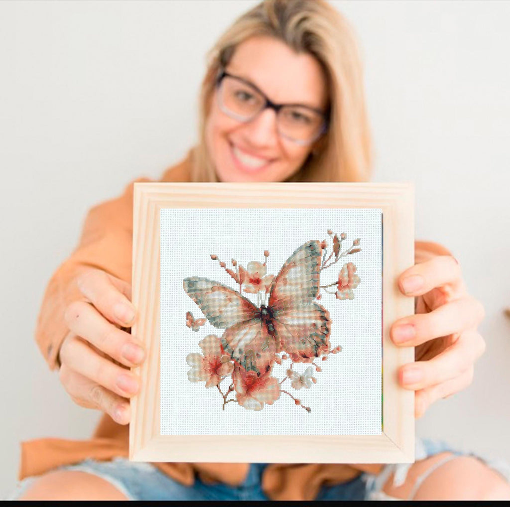 Butterfly Cross Stitch Pattern PDF, Floral Butterfly Embroidery Design, Botanical Cross Stitch Chart, Spring Nature Needlepoint, Keeper - NuttyHappyHobby