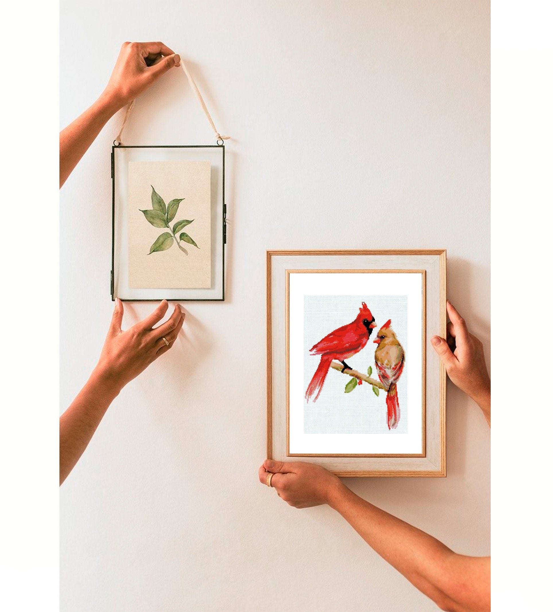Cardinal Couple Cross Stitch Pattern PDF, Red Cardinal Birds Embroidery Design, Bird Needlepoint Chart, Bird Lover Gift, Wildlife Decor - NuttyHappyHobby