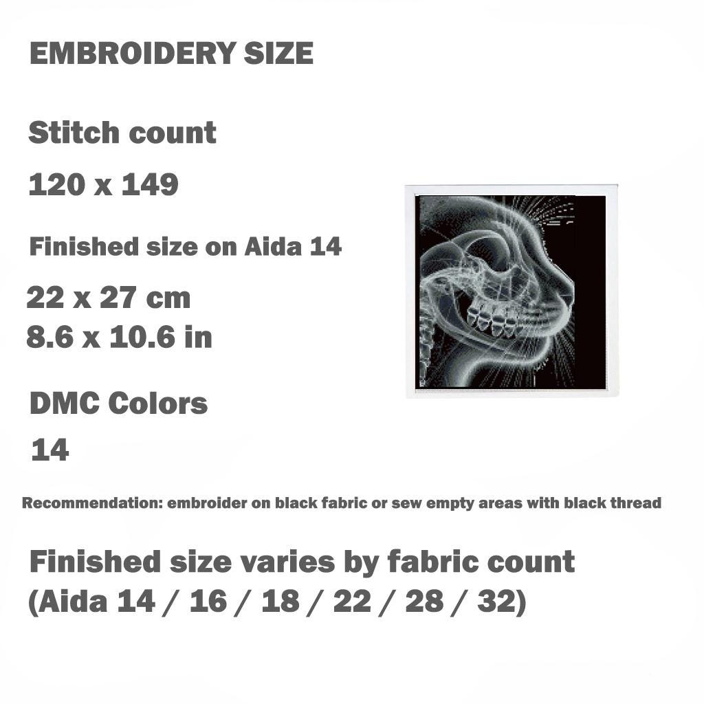Cat X - Ray Cross Stitch Pattern PDF, Anatomical Cat Skull Embroidery Chart, Radiology Style Pet Anatomy Art, Veterinary Gift,Instant Download - NuttyHappyHobby