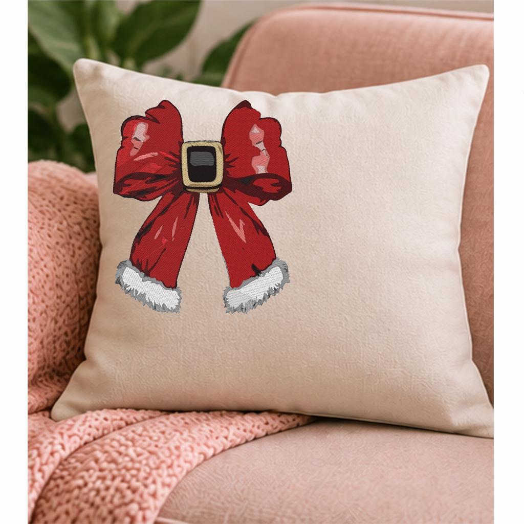 Christmas Bow Machine Embroidery Design, Red Santa Bow with Buckle, Festive Holiday Ribbon, Christmas Decoration Embroidery Digital Download - NuttyHappyHobby