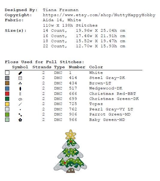 Christmas Cross Stitch Pattern Set PDF, Merry Christmas Ornament Bundle, Holiday Typography Embroidery Designs, Christmas Tree Charts - NuttyHappyHobby