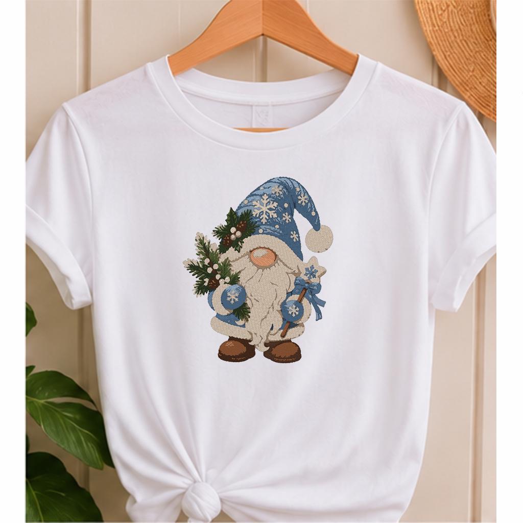 Christmas Gnome Machine Embroidery Design, Blue Winter Gnome Snowflake Star, Holiday PES DST JEF Embroidery File, Instant Download - NuttyHappyHobby