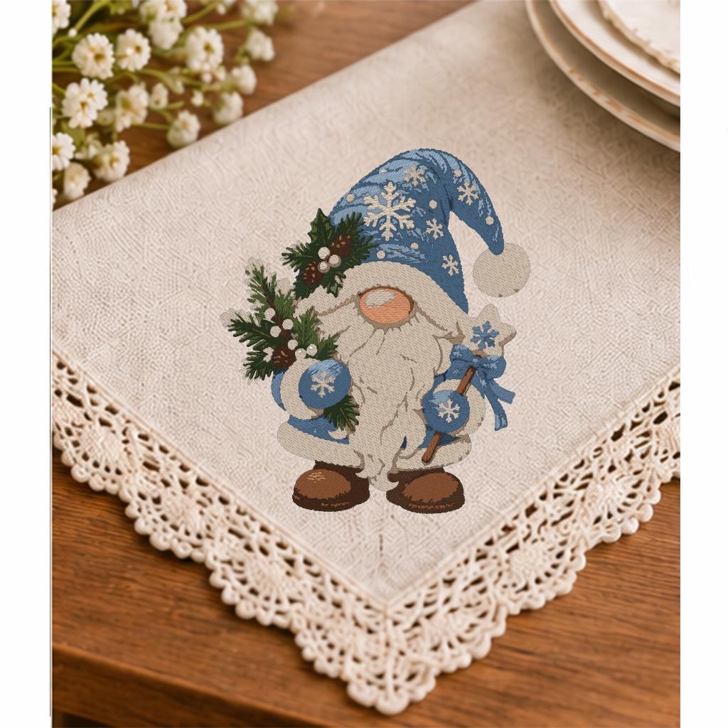 Christmas Gnome Machine Embroidery Design, Blue Winter Gnome Snowflake Star, Holiday PES DST JEF Embroidery File, Instant Download - NuttyHappyHobby