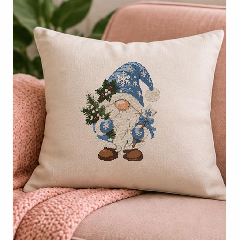 Christmas Gnome Machine Embroidery Design, Blue Winter Gnome Snowflake Star, Holiday PES DST JEF Embroidery File, Instant Download - NuttyHappyHobby