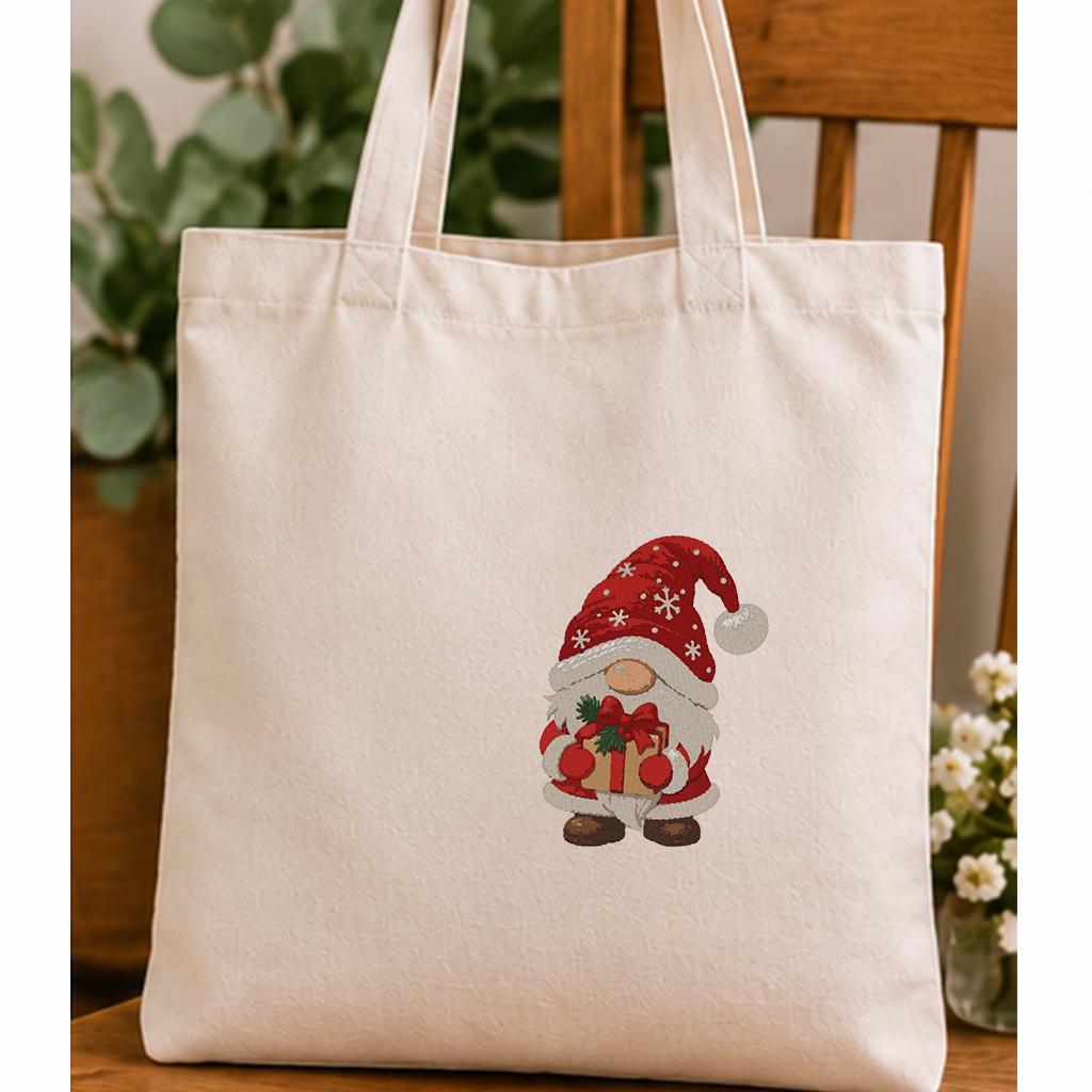 Christmas Gnome Machine Embroidery Design, Cute Santa Gnome with Gift, Holiday PES DST JEF Embroidery File, Instant Digital Download - NuttyHappyHobby