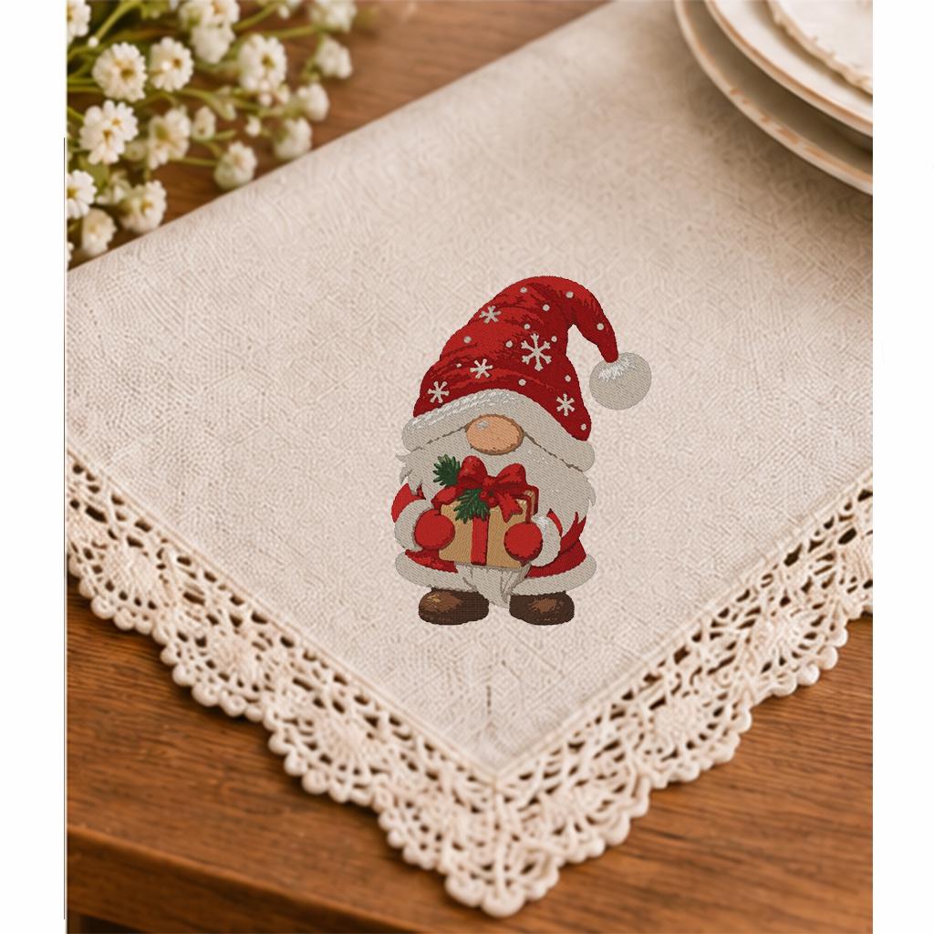 Christmas Gnome Machine Embroidery Design, Cute Santa Gnome with Gift, Holiday PES DST JEF Embroidery File, Instant Digital Download - NuttyHappyHobby