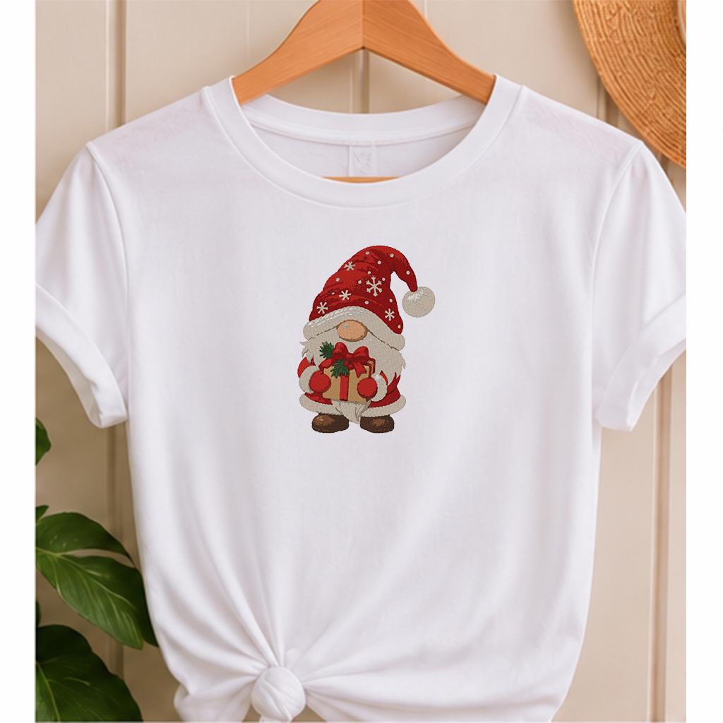 Christmas Gnome Machine Embroidery Design, Cute Santa Gnome with Gift, Holiday PES DST JEF Embroidery File, Instant Digital Download - NuttyHappyHobby