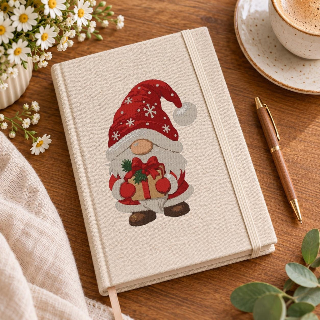 Christmas Gnome Machine Embroidery Design, Cute Santa Gnome with Gift, Holiday PES DST JEF Embroidery File, Instant Digital Download - NuttyHappyHobby