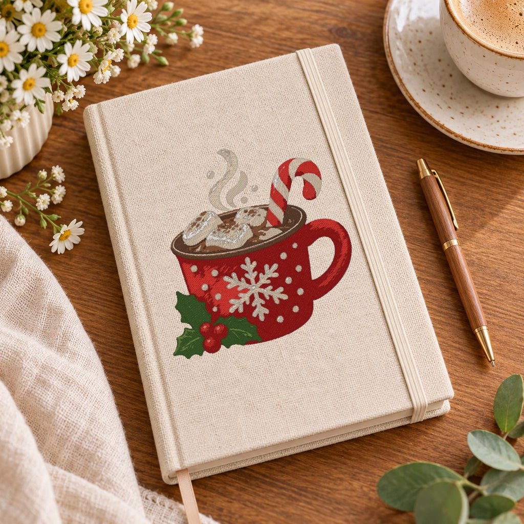 Christmas Hot Chocolate Machine Embroidery Design, Cocoa Mug Candy Cane Snowflake, PES DST JEF Embroidery File, Instant Download - NuttyHappyHobby