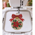 Christmas Ornament Machine Embroidery Design, Poinsettia Bauble Red Bow, Holiday PES DST JEF Embroidery File, Instant Download - NuttyHappyHobby