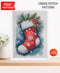 Christmas Stocking Cross Stitch Pattern PDF, Holiday Stocking Embroidery Design, Festive Needlework Chart, Christmas Decor Cross Stitch - NuttyHappyHobby