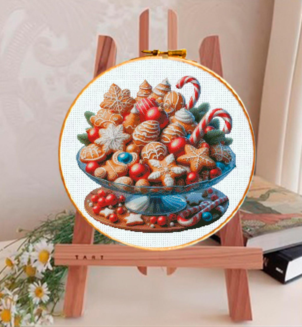 Christmas Sweets Cross Stitch Pattern PDF, Holiday Candy Embroidery Design, Festive Dessert Needlework Chart, Christmas Treats Cross Stitch - NuttyHappyHobby